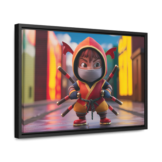 "Chibi Ninja Warrior in the City" - Gallery Canvas Wraps, Horizontal Frame