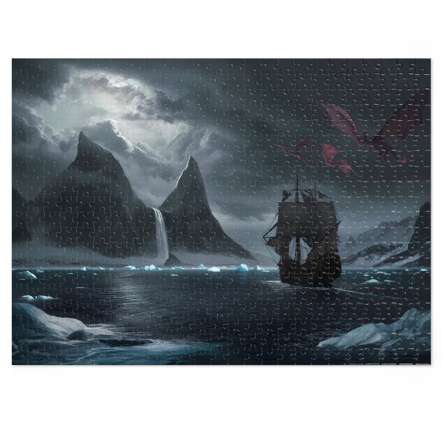 "Dragons Over the Frozen Sea" - Jigsaw Puzzle (30, 110, 252, 500,1000-Piece)