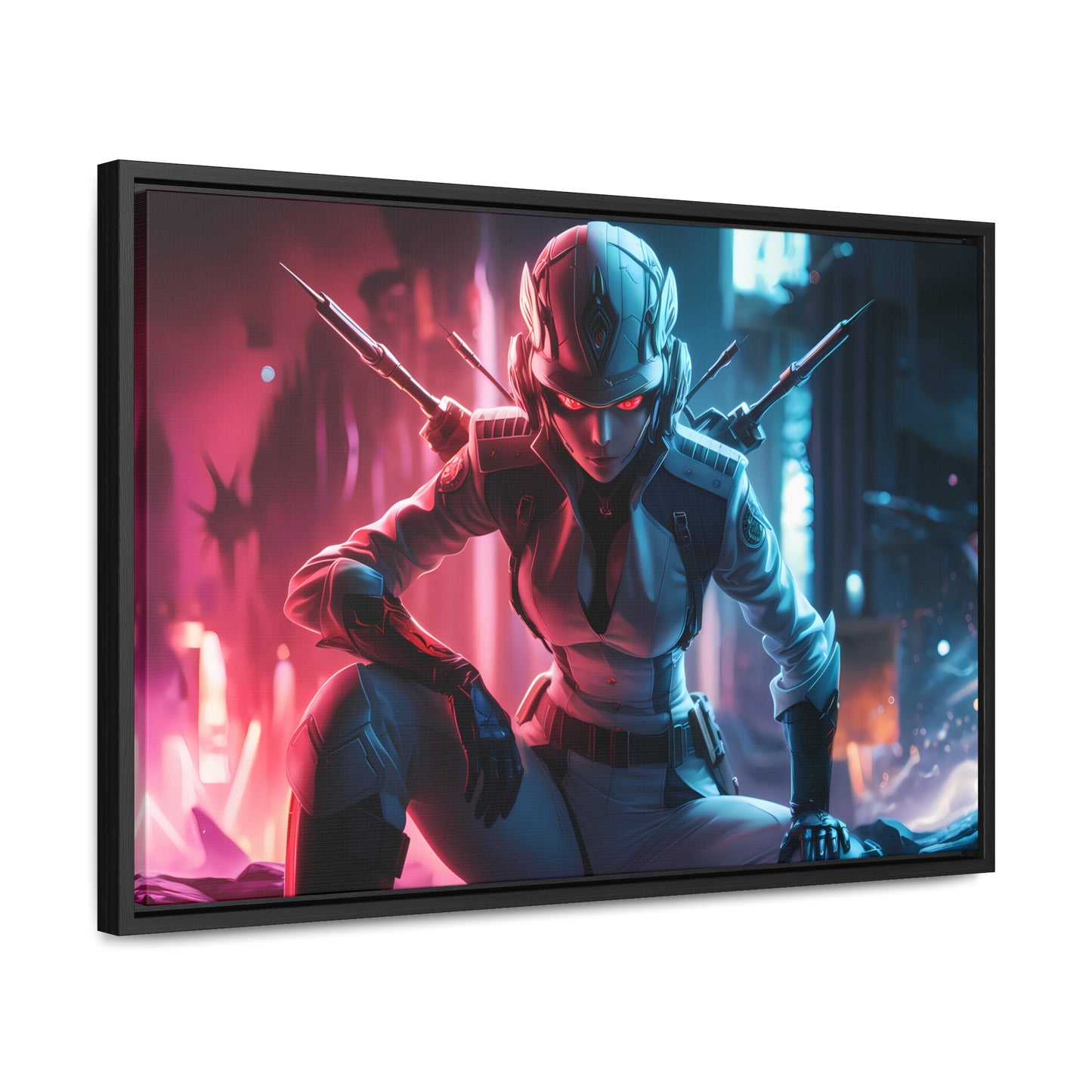 Cybernetic Valkyrie: Neon Enforcer - Gallery Canvas Wraps, Horizontal Frame