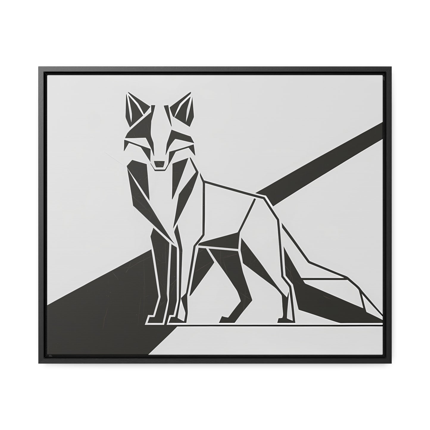 Geometric Fox in Black and White - Gallery Canvas Wraps, Horizontal Frame