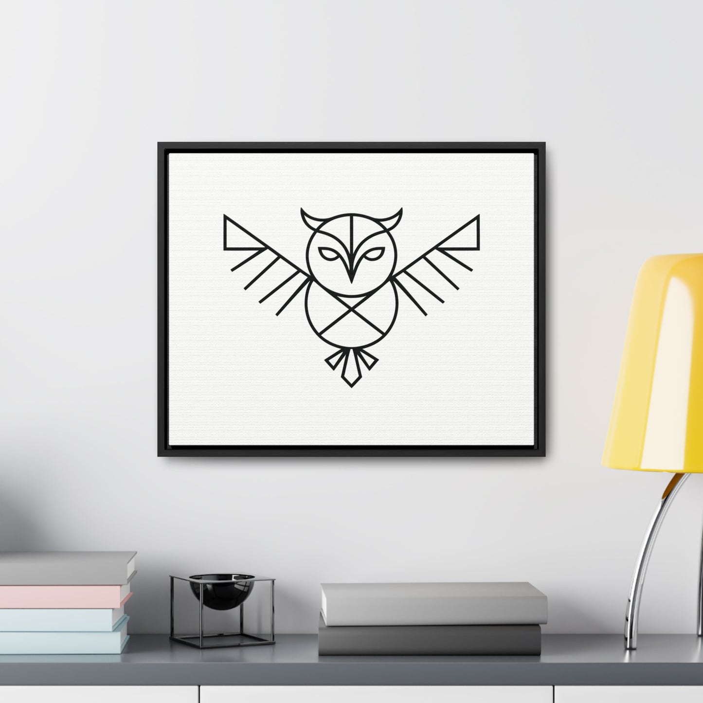 Geometric Owl Symbol - Gallery Canvas Wraps, Horizontal Frame