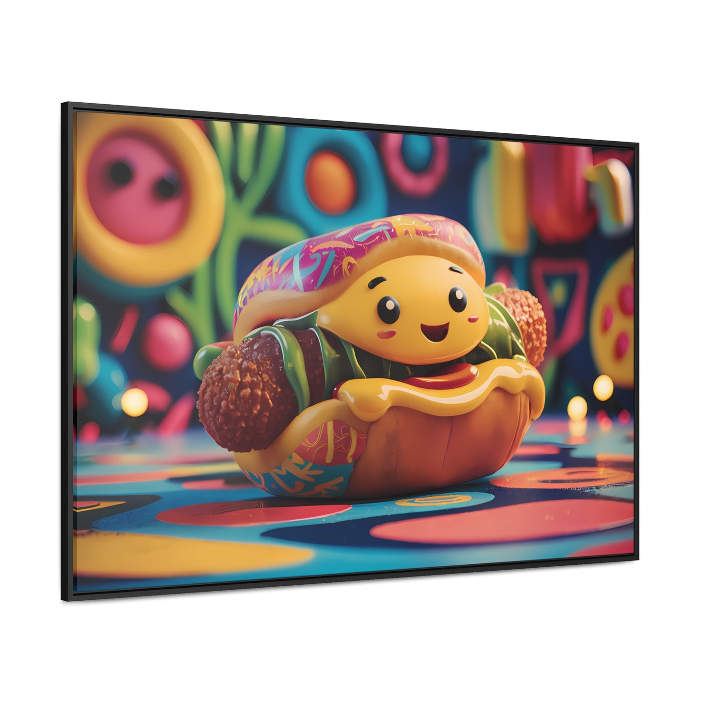 Cheerful Burger Adventure - Gallery Canvas Wraps, Horizontal Frame