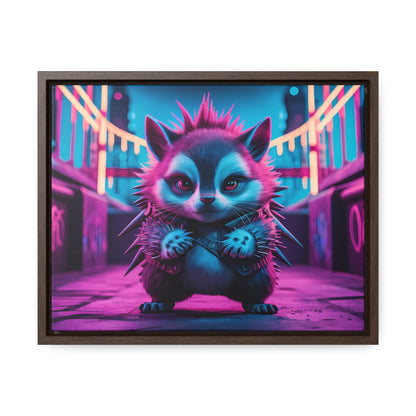 Punk Hedgehog in Neon City - Gallery Canvas Wraps, Horizontal Frame