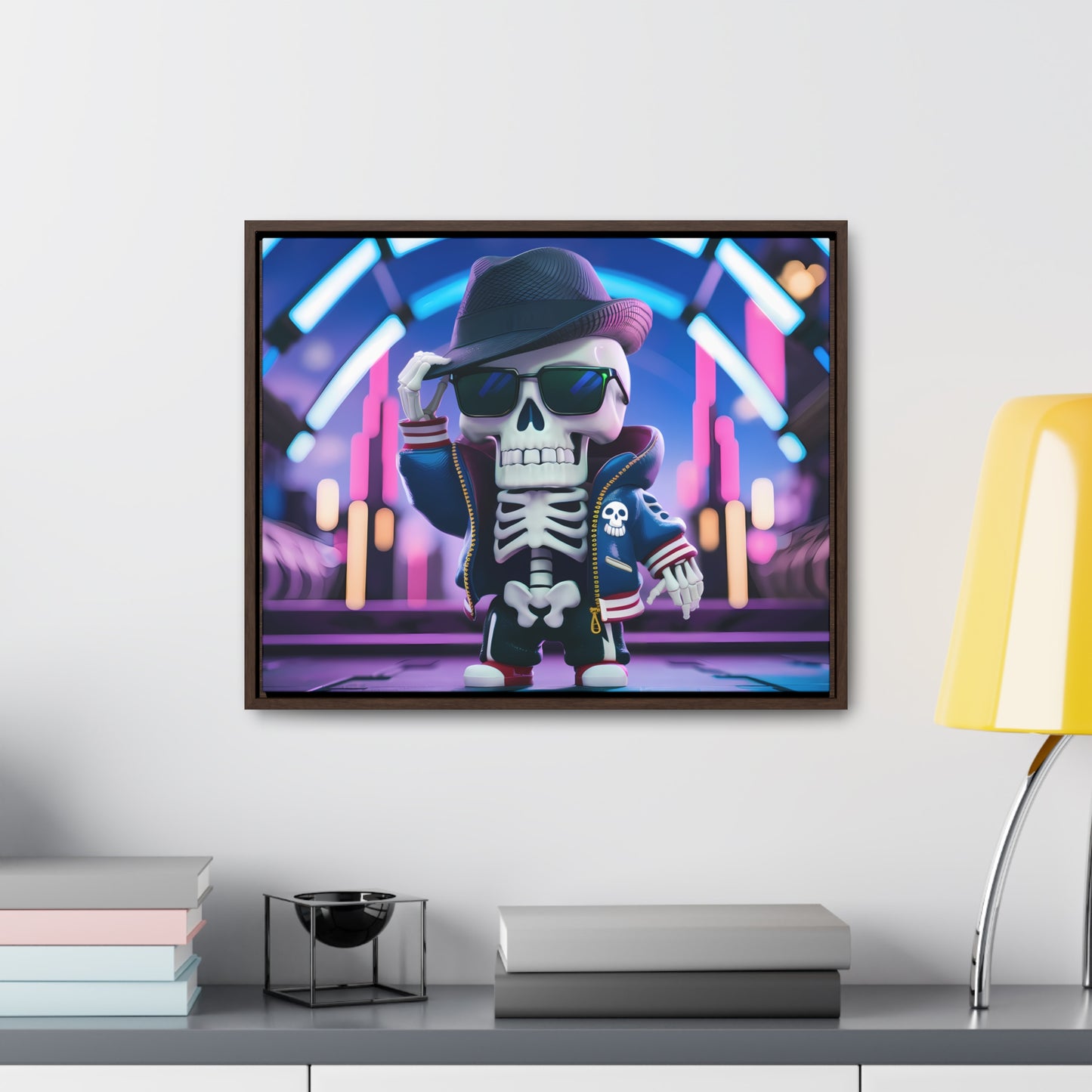 "Neon Skull Groove" - Gallery Canvas Wraps, Horizontal Frame