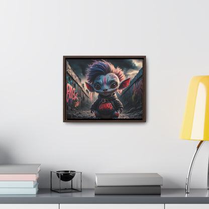 Rebel Gremlin in the Neon Alley - Gallery Canvas Wraps, Horizontal Frame