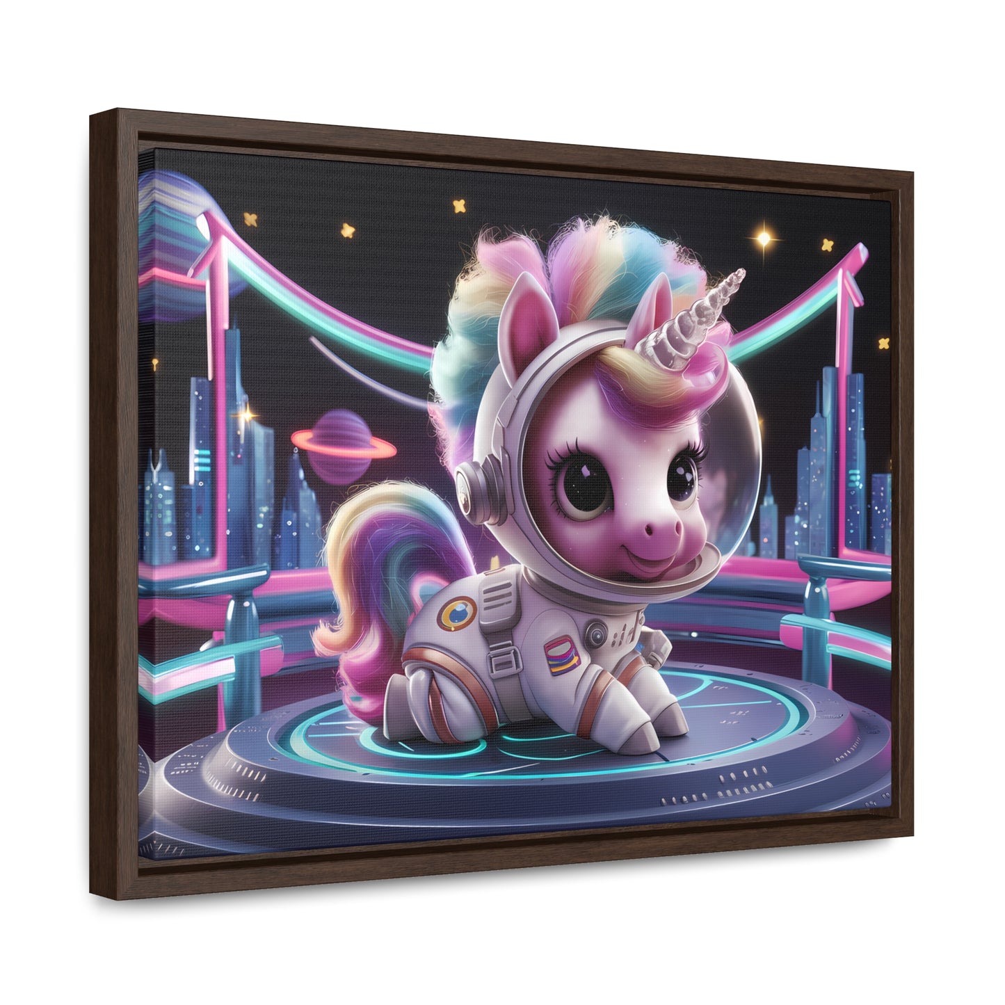 "Galactic Unicorn Explorer" - Gallery Canvas Wraps, Horizontal Frame