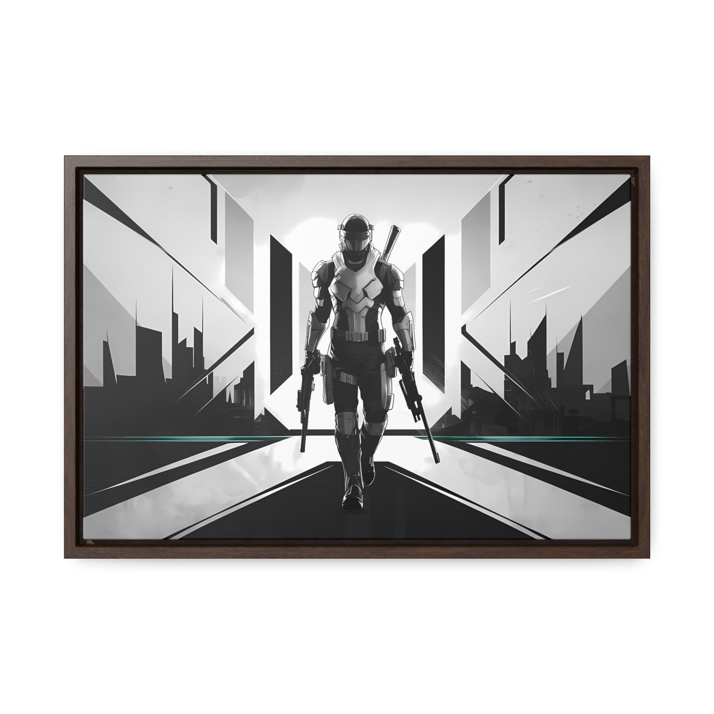 Sentinel of the Neon Metropolis - Gallery Canvas Wraps, Horizontal Frame