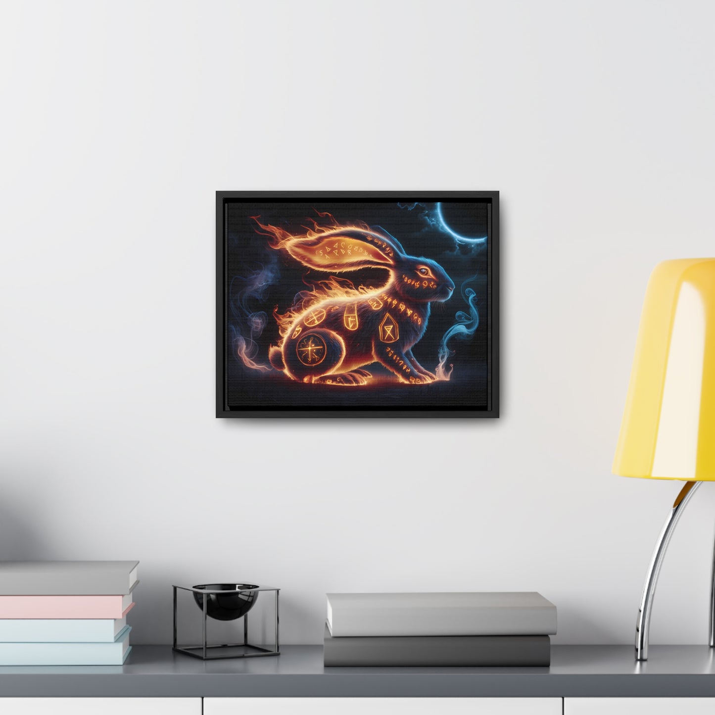 Runic Flame Rabbit - Gallery Canvas Wraps, Horizontal Frame