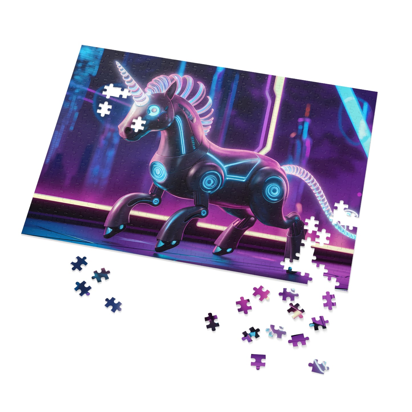 Neon Cyber Unicorn - Jigsaw Puzzle (30, 110, 252, 500,1000-Piece)