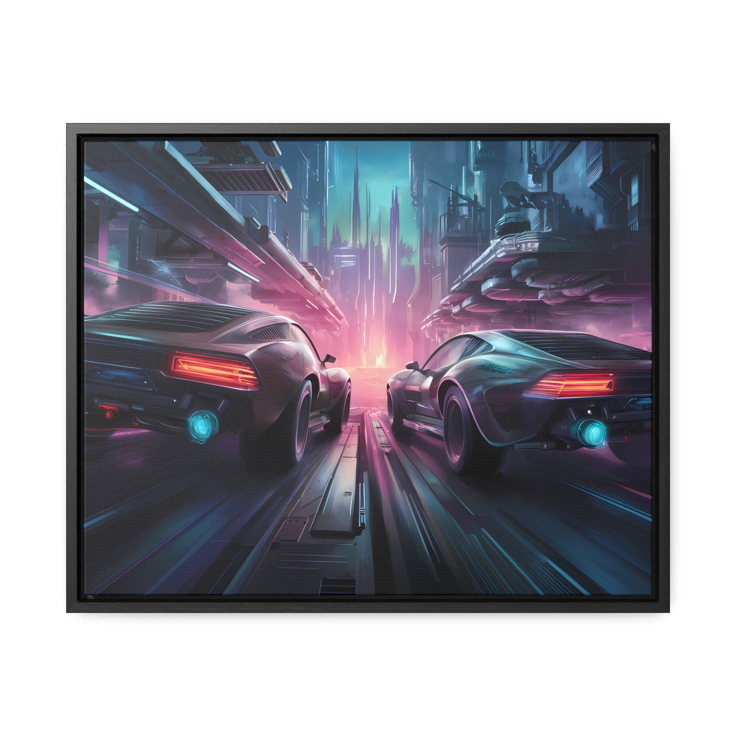 Neon Horizon: Velocity Clash - Gallery Canvas Wraps, Horizontal Frame