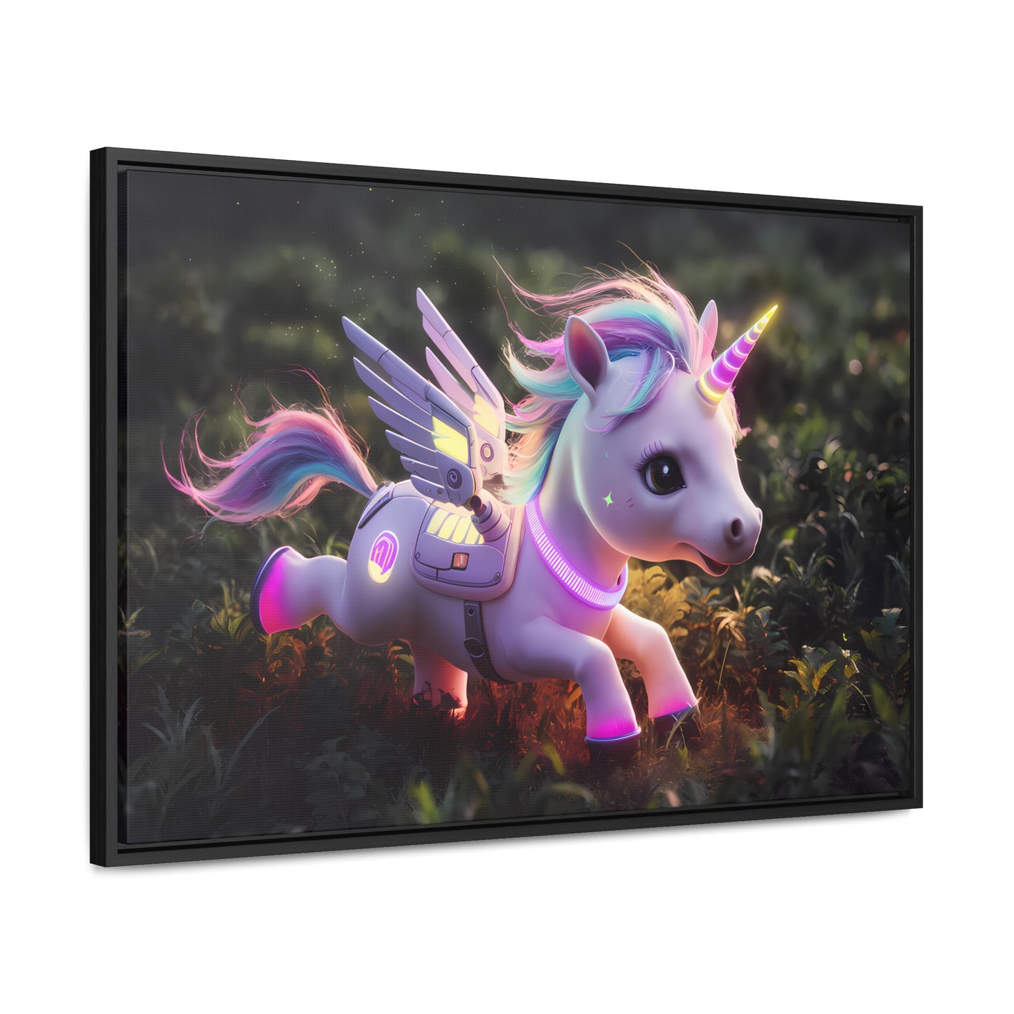 "Cybernetic Unicorn's Twilight Adventure" - Gallery Canvas Wraps, Horizontal Frame