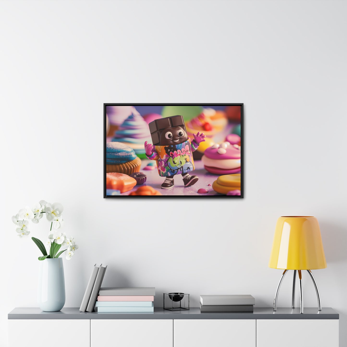 "Choco-Buddy's Sweet Adventure" - Gallery Canvas Wraps, Horizontal Frame