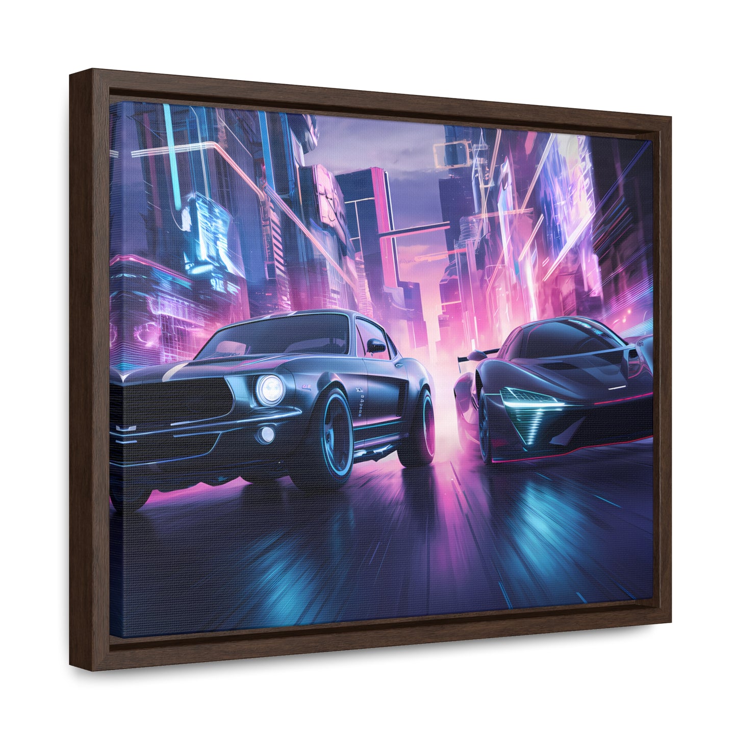 Neon Speed Duel - Gallery Canvas Wraps, Horizontal Frame