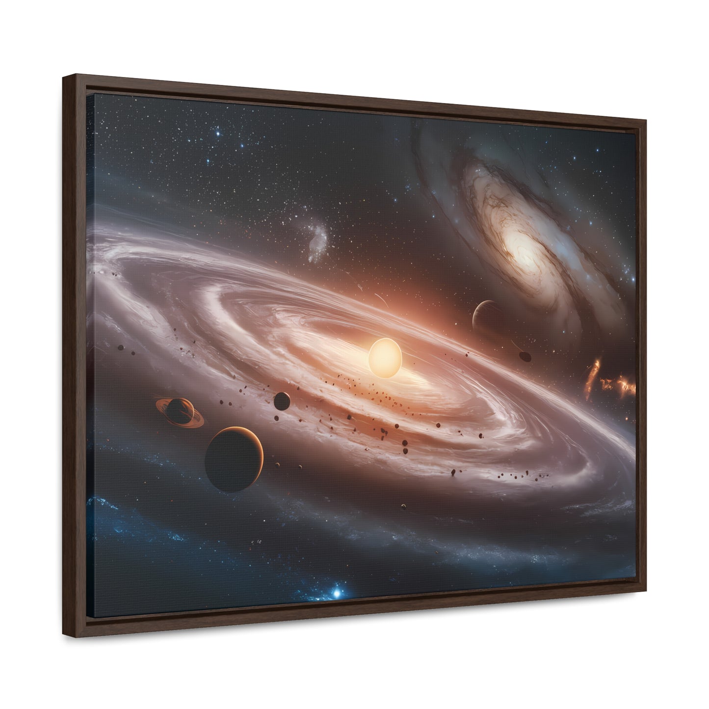 Celestial Symphony: The Dance of Galaxies and Planets - Gallery Canvas Wraps, Horizontal Frame