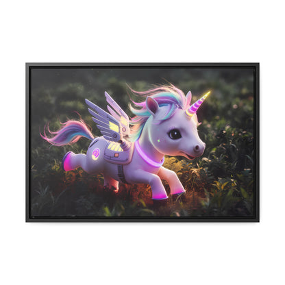 "Cybernetic Unicorn's Twilight Adventure" - Gallery Canvas Wraps, Horizontal Frame