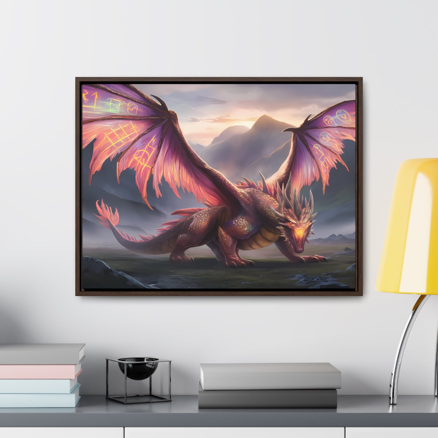 "The Arcane Guardian of the Crimson Peaks" - Gallery Canvas Wraps, Horizontal Frame