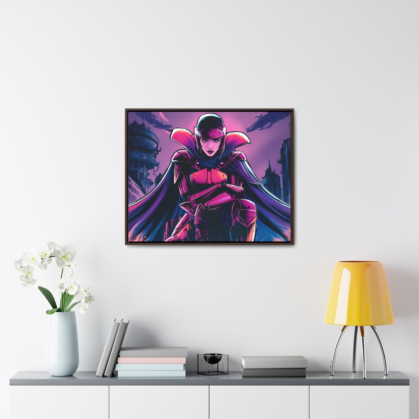 Guardian of the Neon Empire - Gallery Canvas Wraps, Horizontal Frame