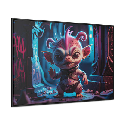 "Punk Goblin in Neon Alley" - Gallery Canvas Wraps, Horizontal Frame