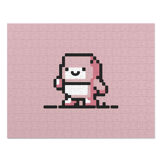 Pixelated Pink Character on a Soft Background - Jigsaw Puzzle (30, 110, 252, 500,1000-Piece)