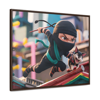 "Ninja and the Fearless Pup" - Gallery Canvas Wraps, Horizontal Frame