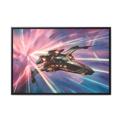 "Starship Through the Cosmic Rift" - Gallery Canvas Wraps, Horizontal Frame