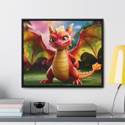 "Playful Baby Dragon in a Magical Forest" - Gallery Canvas Wraps, Horizontal Frame