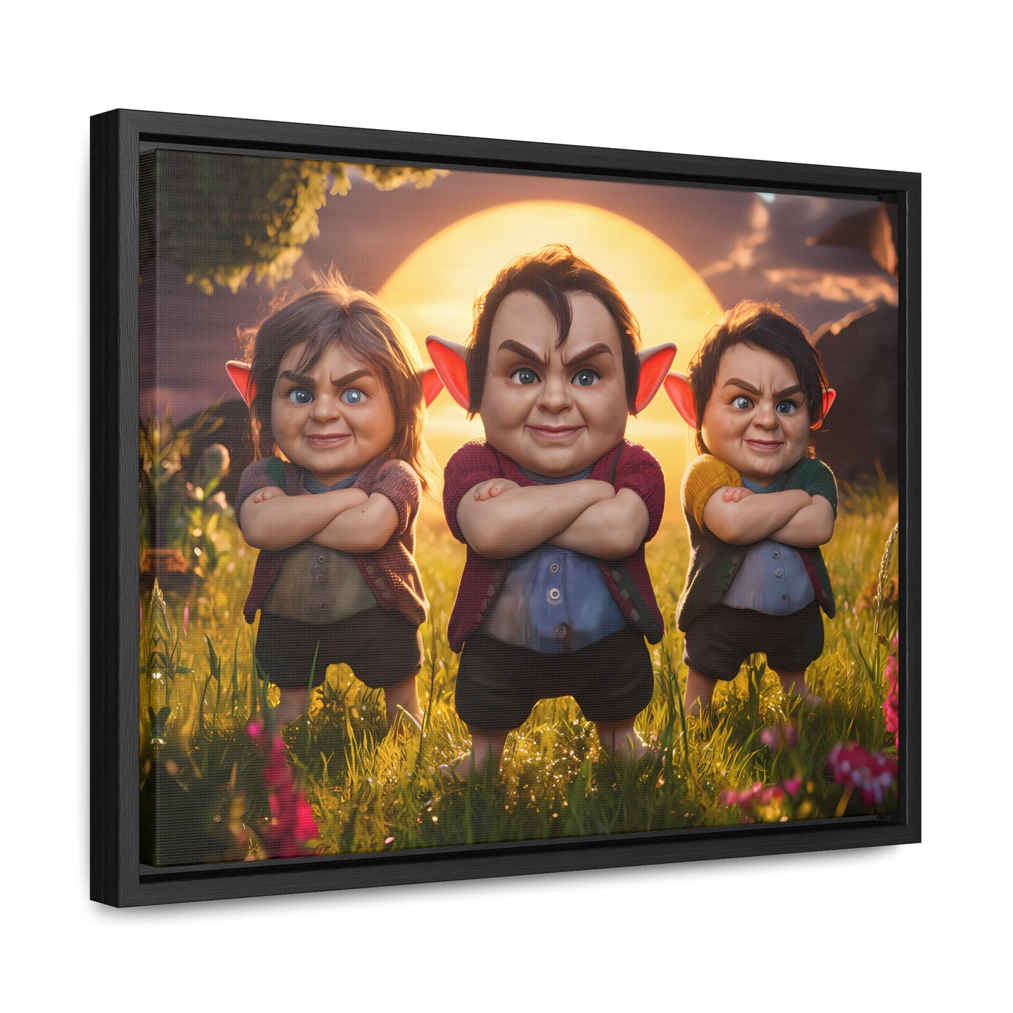 The Mischievous Trio at Sunset - Gallery Canvas Wraps, Horizontal Frame