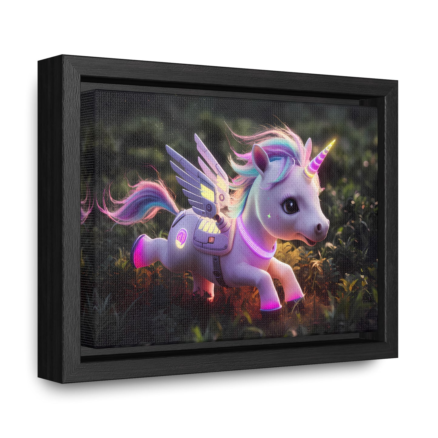 "Cybernetic Unicorn's Twilight Adventure" - Gallery Canvas Wraps, Horizontal Frame