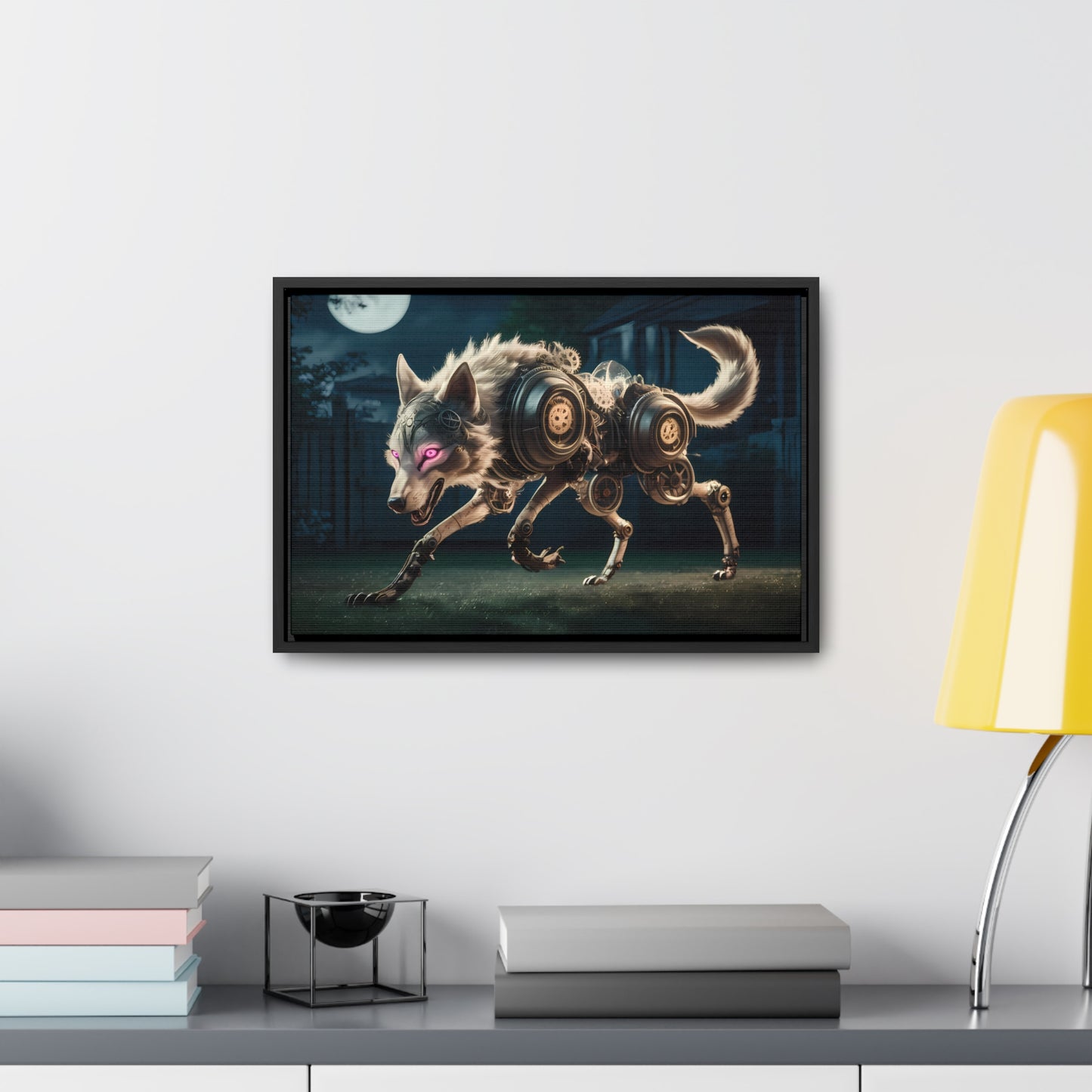 Cyberwolf Under the Moon - Gallery Canvas Wraps, Horizontal Frame