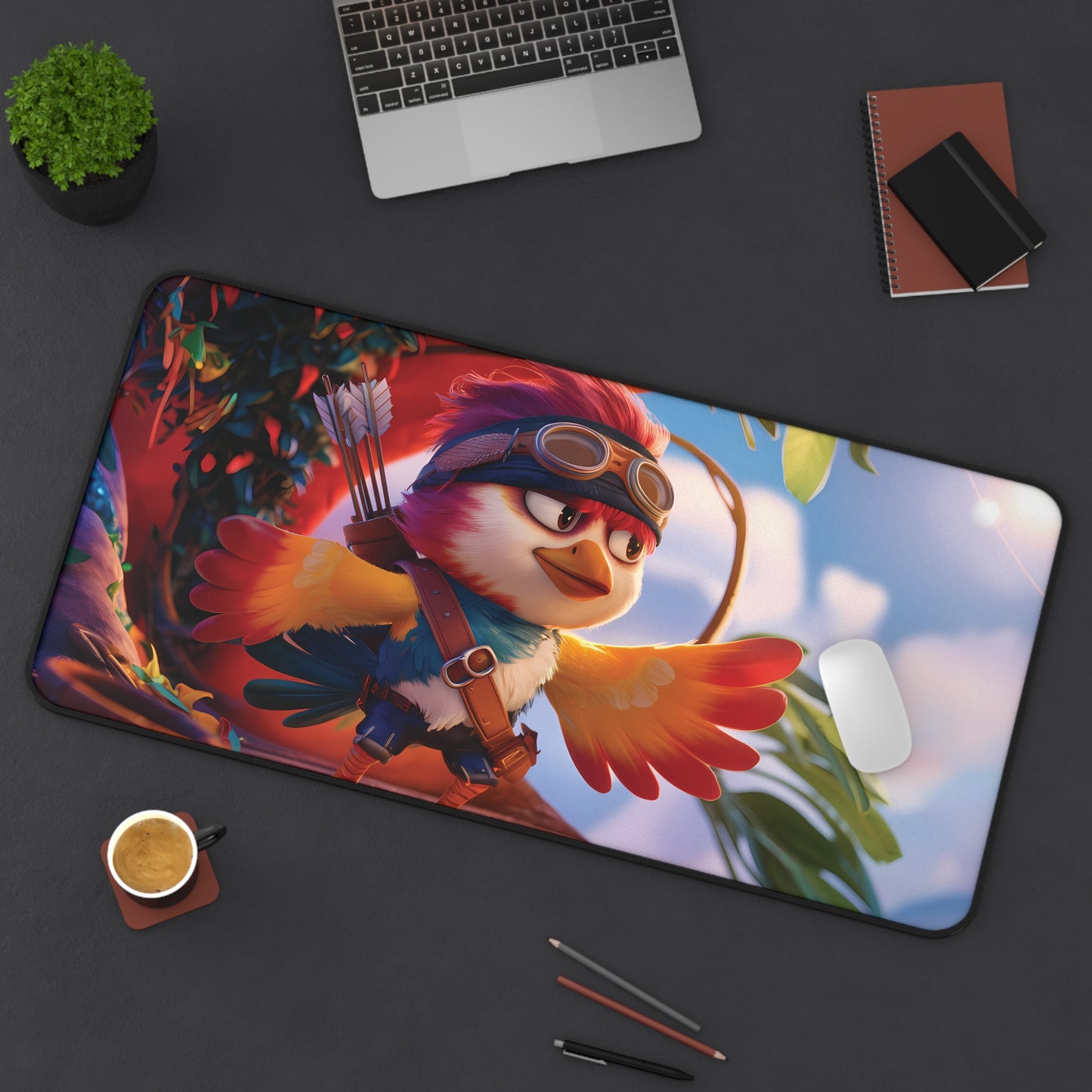 Cute hunting Bird - Desk Mat