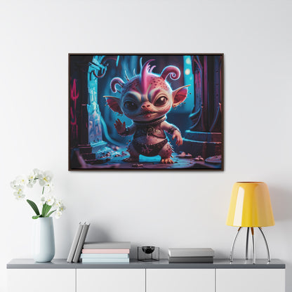 "Punk Goblin in Neon Alley" - Gallery Canvas Wraps, Horizontal Frame