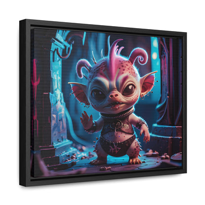 "Punk Goblin in Neon Alley" - Gallery Canvas Wraps, Horizontal Frame