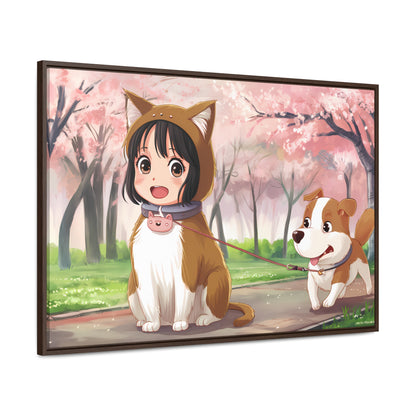 Blossom Walk with My Furry Friends - Gallery Canvas Wraps, Horizontal Frame