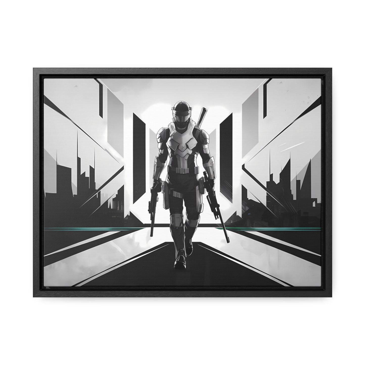 Sentinel of the Neon Metropolis - Gallery Canvas Wraps, Horizontal Frame