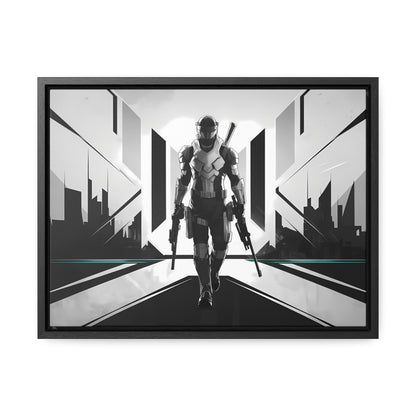 Sentinel of the Neon Metropolis - Gallery Canvas Wraps, Horizontal Frame