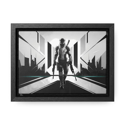 Sentinel of the Neon Metropolis - Gallery Canvas Wraps, Horizontal Frame