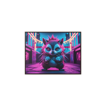 Punk Hedgehog in Neon City - Gallery Canvas Wraps, Horizontal Frame