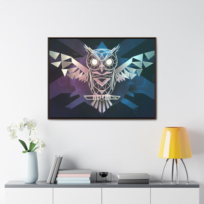 "Geometric Owl of Wisdom" - Gallery Canvas Wraps, Horizontal Frame