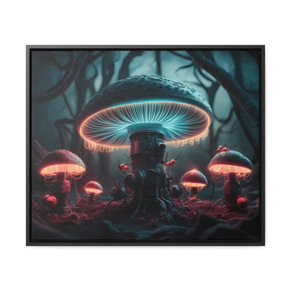 The Bioluminescent Mechanisms of the Neon Forest - Gallery Canvas Wraps, Horizontal Frame