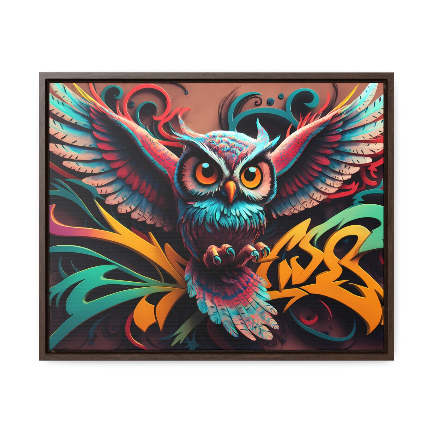 Vibrant Owl Symphony - Gallery Canvas Wraps, Horizontal Frame