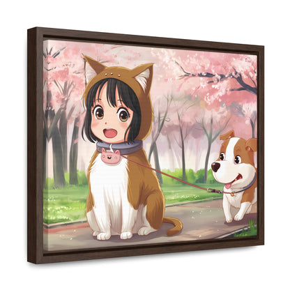 Blossom Walk with My Furry Friends - Gallery Canvas Wraps, Horizontal Frame