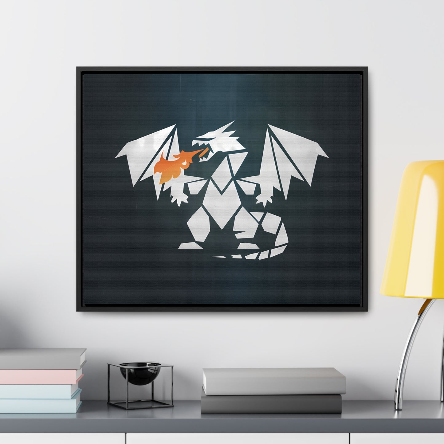 Origami Dragon Flame - Gallery Canvas Wraps, Horizontal Frame