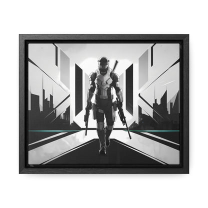 Sentinel of the Neon Metropolis - Gallery Canvas Wraps, Horizontal Frame