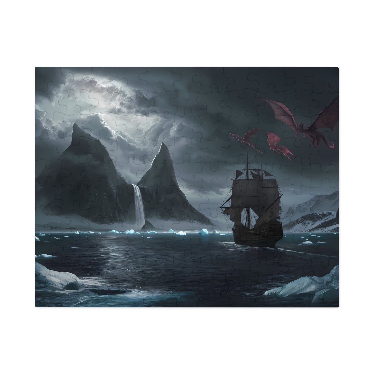 "Dragons Over the Frozen Sea" - Jigsaw Puzzle (30, 110, 252, 500,1000-Piece)