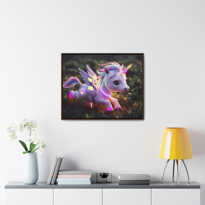 "Cybernetic Unicorn's Twilight Adventure" - Gallery Canvas Wraps, Horizontal Frame