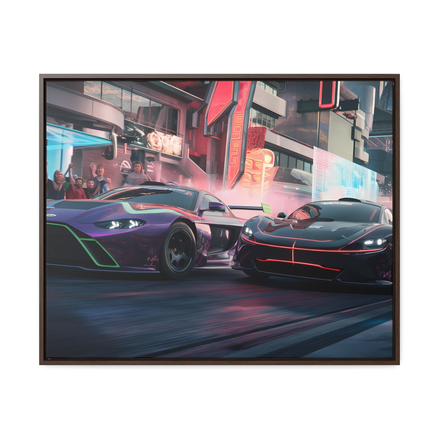 Neon Drift Showdown - Gallery Canvas Wraps, Horizontal Frame