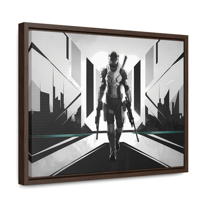 Sentinel of the Neon Metropolis - Gallery Canvas Wraps, Horizontal Frame