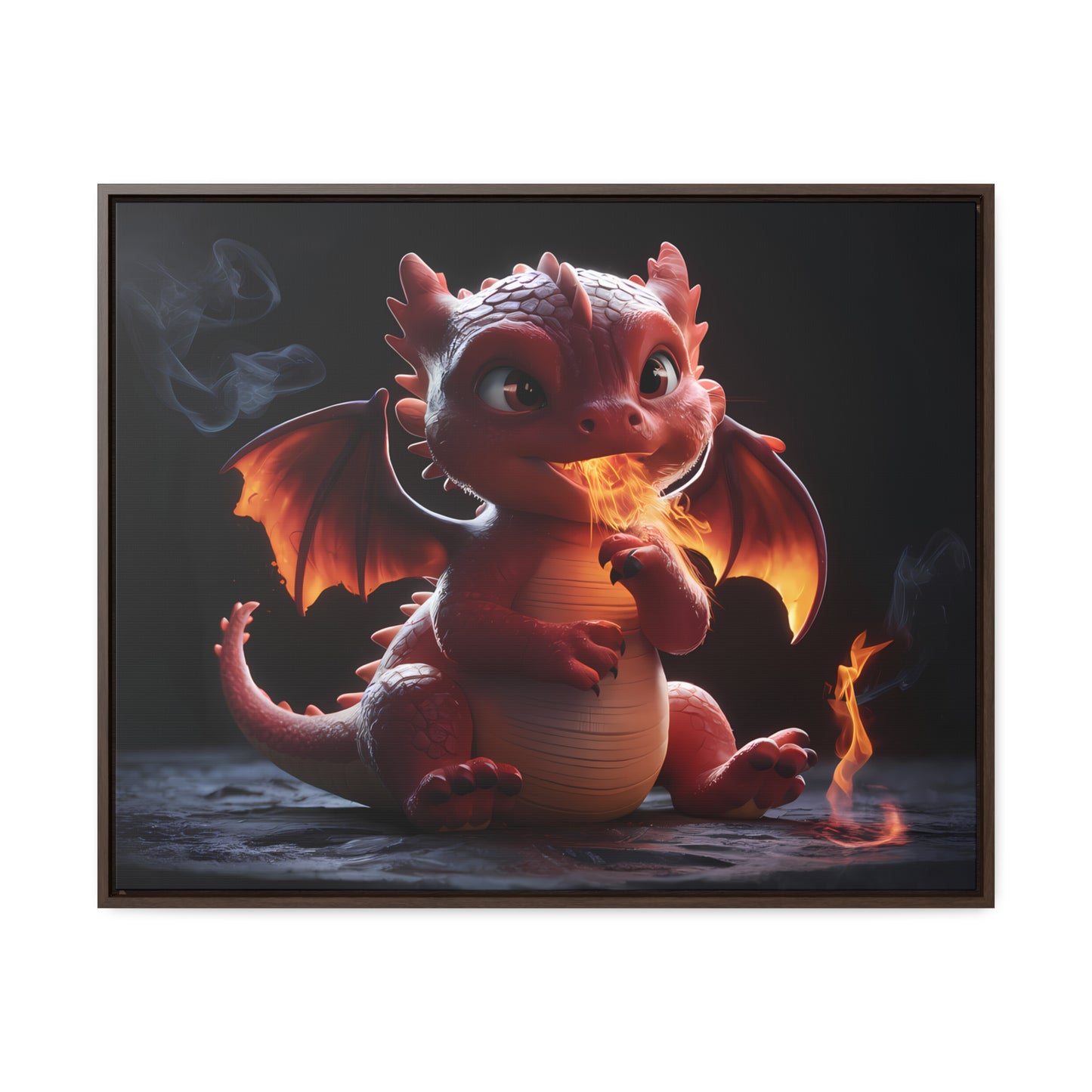 "Baby Dragon's First Flame" - Gallery Canvas Wraps, Horizontal Frame