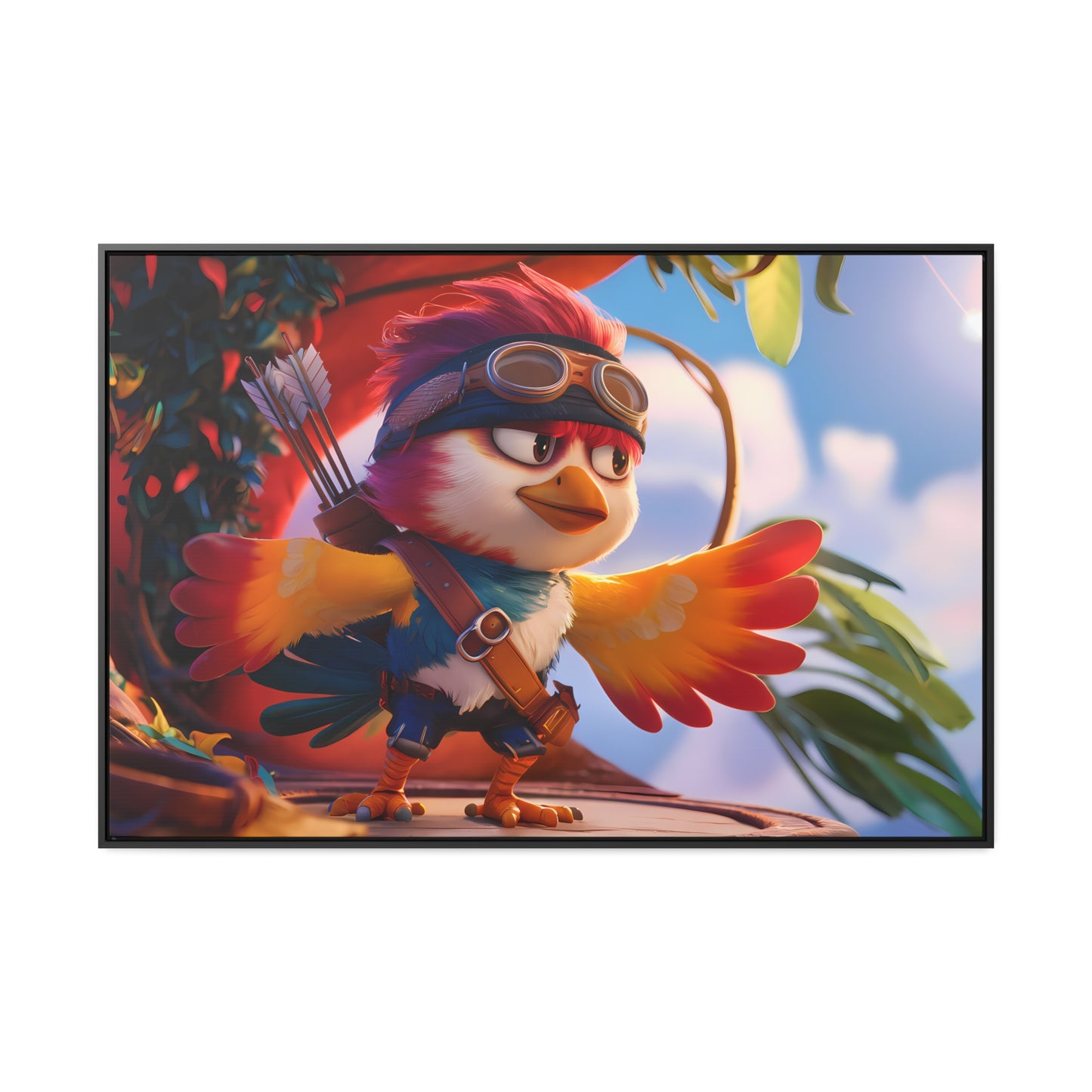 "Feathered Adventurer: The Brave Bird Archer" - Gallery Canvas Wraps, Horizontal Frame