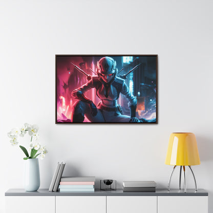 Cybernetic Valkyrie: Neon Enforcer - Gallery Canvas Wraps, Horizontal Frame